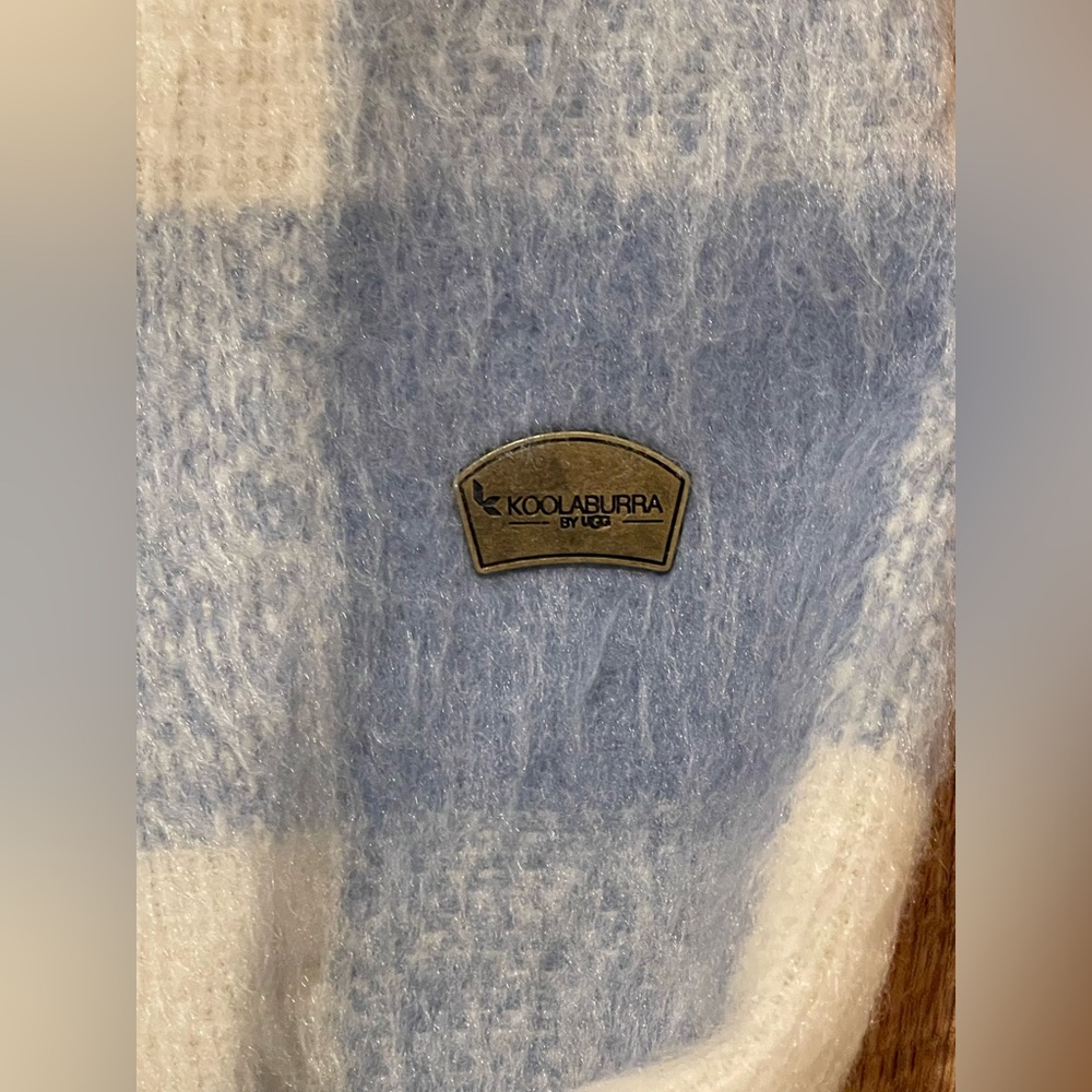 KOOLABURRA by UGG NWT XXL Midi Coat Dusty Sky Blue Plaid Removable Sherpa Collar - Picture 8 of 16